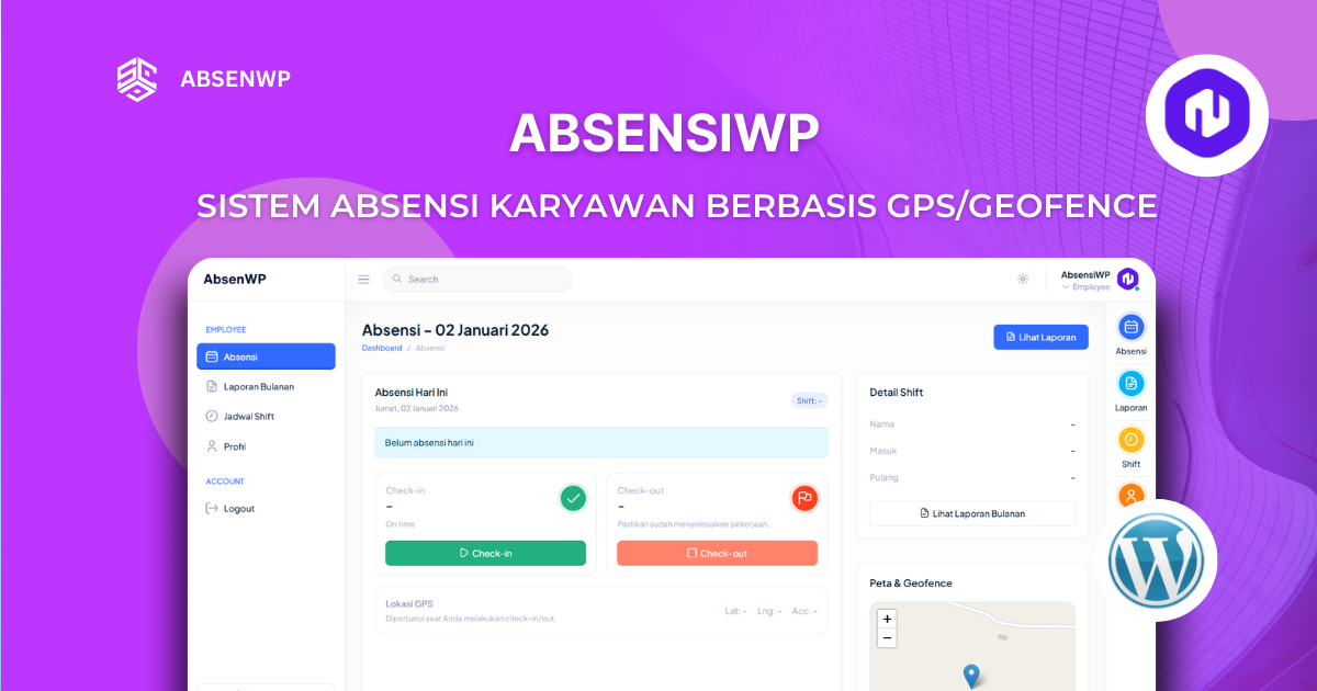 AbsensiWP – Plugin Absensi Karyawan Berbasis GPS & Geofence